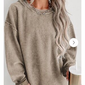 Hanging Out Ribbed Pullover - Medium Khaki